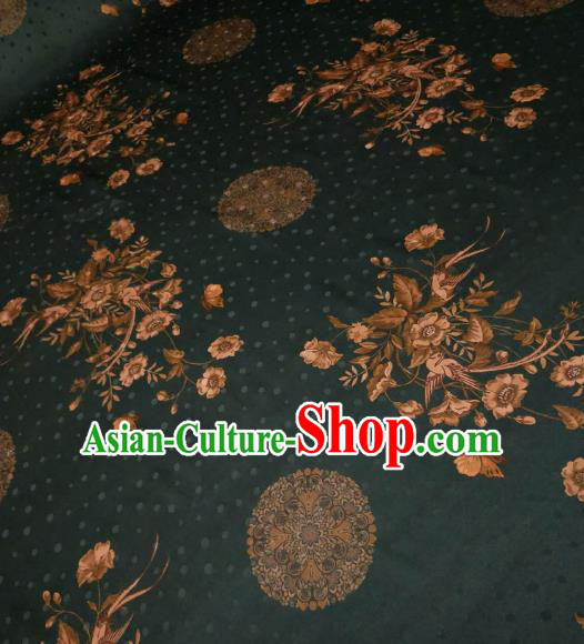 Asian Chinese Traditional Flowers Pattern Design Atrovirens Gambiered Guangdong Gauze Fabric Silk Material