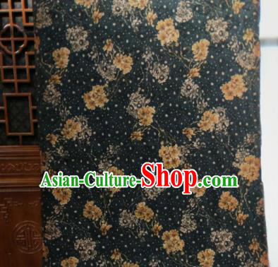 Asian Chinese Traditional Flowers Pattern Design Black Gambiered Guangdong Gauze Fabric Silk Material