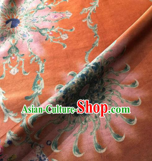 Asian Chinese Traditional Pattern Design Orange Gambiered Guangdong Gauze Fabric Silk Material