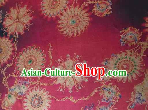 Asian Chinese Traditional Wheels Pattern Design Rosy Gambiered Guangdong Gauze Fabric Silk Material