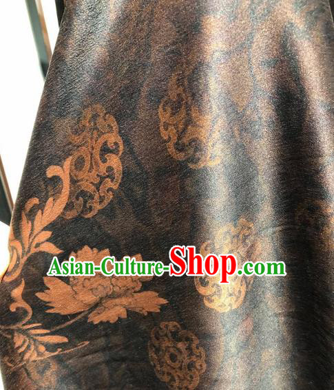 Asian Chinese Traditional Pattern Design Deep Grey Gambiered Guangdong Gauze Fabric Silk Material