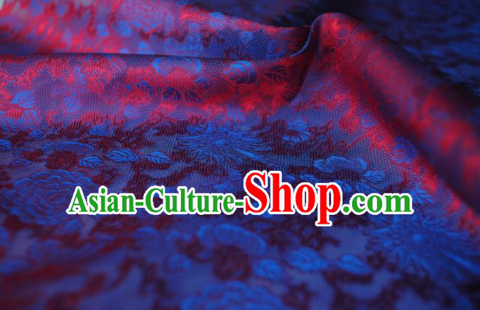 Asian Chinese Traditional Peony Pattern Design Wine Red Gambiered Guangdong Gauze Fabric Silk Material