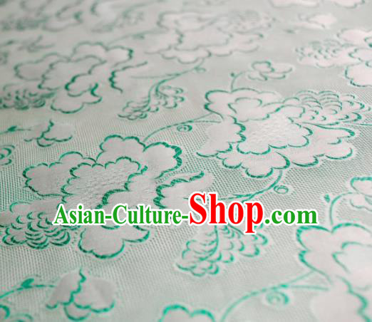 Asian Chinese Traditional Green Roses Pattern Design Gambiered Guangdong Gauze Fabric Silk Material