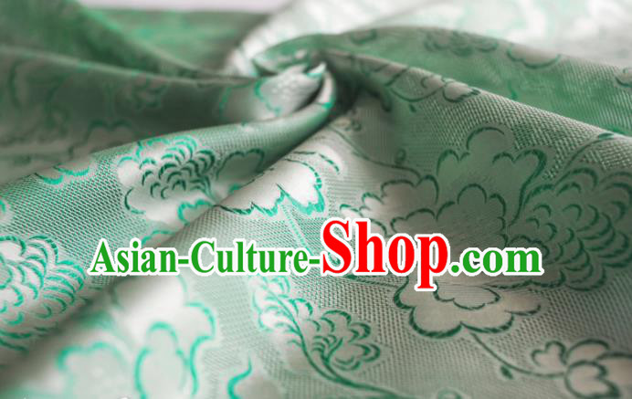 Asian Chinese Traditional Green Roses Pattern Design Gambiered Guangdong Gauze Fabric Silk Material