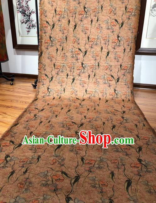 Asian Chinese Traditional Flowers Pattern Design Pink Gambiered Guangdong Gauze Fabric Silk Material