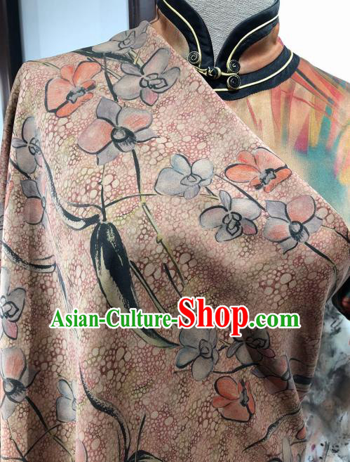 Asian Chinese Traditional Flowers Pattern Design Pink Gambiered Guangdong Gauze Fabric Silk Material