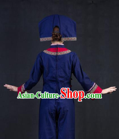 Chinese Traditional Zhuang Nationality Stage Show Dress Ethnic Minority Folk Dance Costume for Women