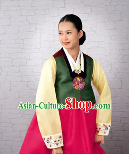 Korean Traditional Garment Bride Hanbok Green Vest Asian Korea Fashion Costume for Women