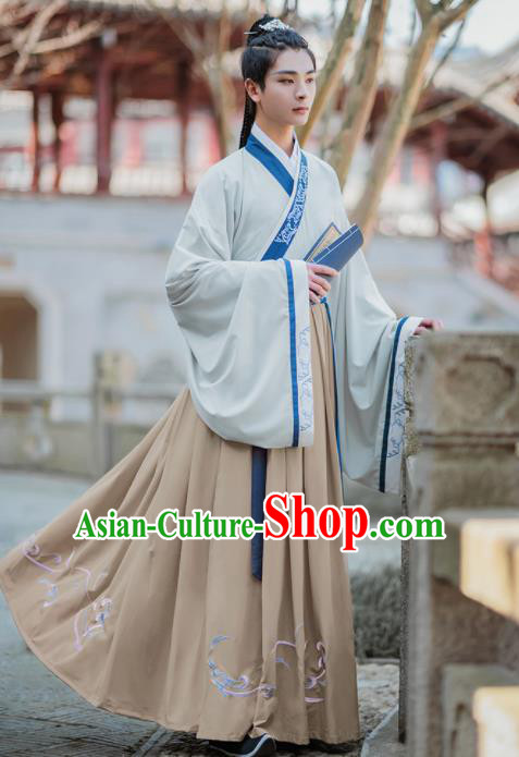 Chinese Traditional Jin Dynasty Scholar Hanfu Clothing Ancient Swordsman Costumes for Men
