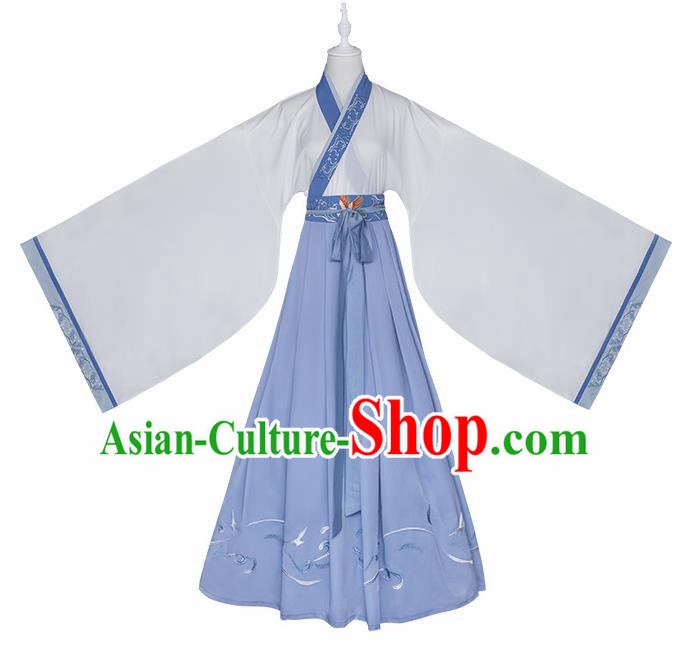 Chinese Traditional Jin Dynasty Female Hanfu Dress Ancient Swordswoman Costumes for Women