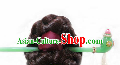 Korean Traditional Wedding Bride Green Hairpins Asian Korea Hanbok Hair Accessories for Women