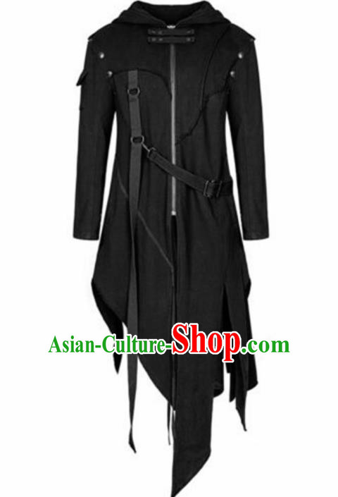 Western Halloween Middle Ages Drama General Black Coat European Traditional Knight Costume for Men