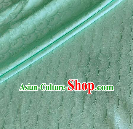 Asian Chinese Classical Scale Pattern Design Light Green Brocade Jacquard Fabric Traditional Cheongsam Silk Material