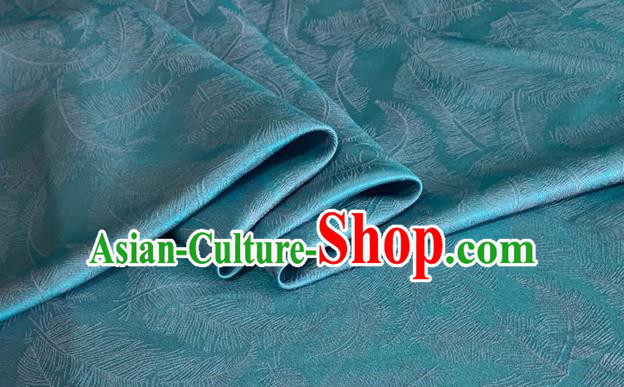 Asian Chinese Classical Feather Pattern Design Blue Brocade Jacquard Fabric Traditional Cheongsam Silk Material