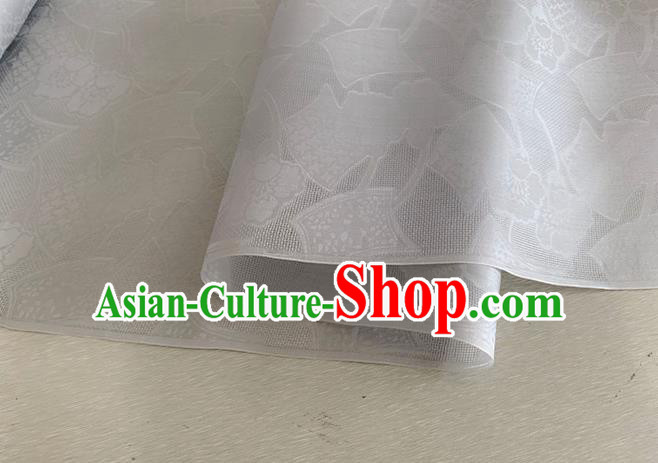 Asian Chinese Classical Pattern Design White Organza Jacquard Fabric Traditional Cheongsam Silk Material