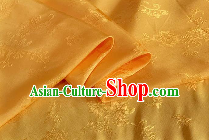 Asian Chinese Classical Pattern Design Yellow Jacquard Fabric Traditional Cheongsam Silk Material