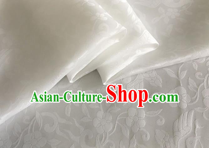 Asian Chinese Classical Birds Pattern Design White Brocade Jacquard Fabric Traditional Cheongsam Silk Material