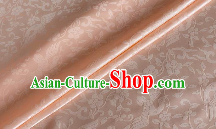 Asian Chinese Classical Birds Pattern Design Pink Brocade Jacquard Fabric Traditional Cheongsam Silk Material
