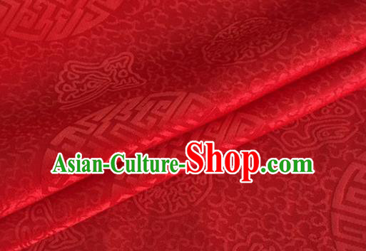 Asian Chinese Classical Longevity Pattern Design Red Brocade Jacquard Fabric Traditional Cheongsam Silk Material