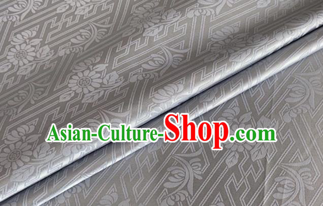 Asian Chinese Classical Daisy Pattern Design Grey Brocade Jacquard Fabric Traditional Cheongsam Silk Material