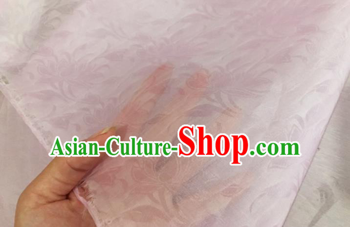 Asian Chinese Classical Lotus Pattern Design Pink Brocade Jacquard Fabric Traditional Cheongsam Silk Material