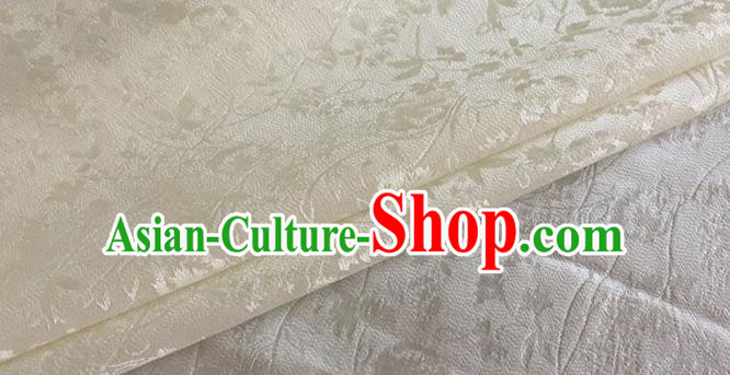 Asian Chinese Classical Jacquard Peony Pattern Design Beige Brocade Fabric Traditional Cheongsam Silk Material