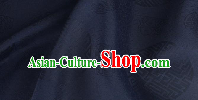 Asian Chinese Classical Longevity Pattern Design Navy Brocade Jacquard Fabric Traditional Cheongsam Silk Material