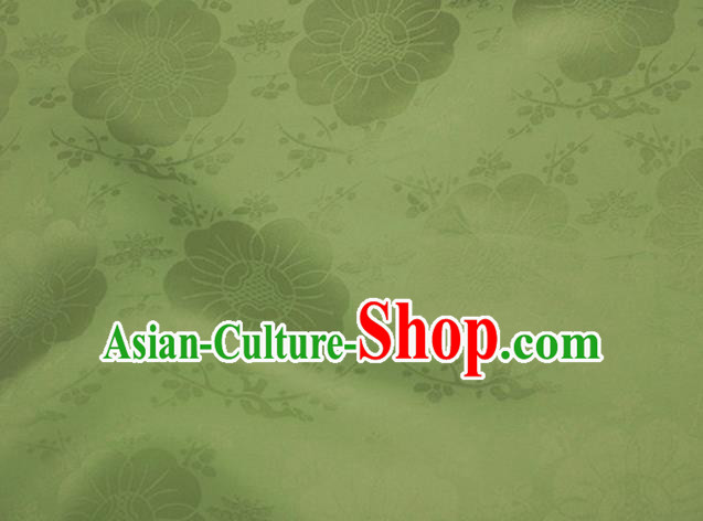 Asian Chinese Classical Plum Blossom Pattern Design Light Green Silk Fabric Traditional Cheongsam Material