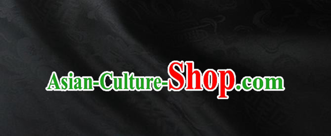 Asian Chinese Classical Ribbon Calabash Pattern Design Black Silk Fabric Traditional Cheongsam Material