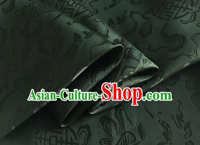 Asian Chinese Classical Ribbon Calabash Pattern Design Atrovirens Silk Fabric Traditional Cheongsam Material