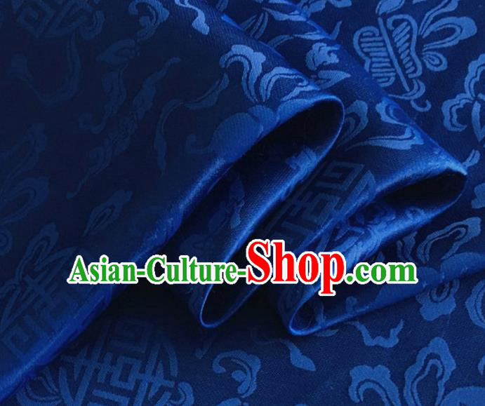 Asian Chinese Classical Ribbon Calabash Pattern Design Royalblue Silk Fabric Traditional Cheongsam Material