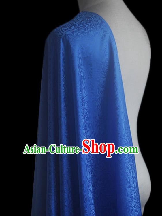 Asian Chinese Classical Pattern Design Royalblue Silk Fabric Traditional Cheongsam Brocade Material
