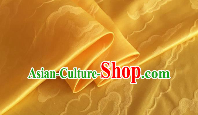 Asian Chinese Classical Cloud Pattern Design Yellow Silk Fabric Traditional Cheongsam Brocade Material