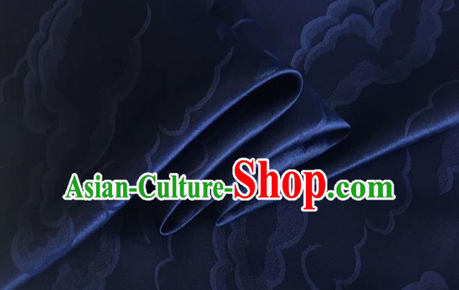 Asian Chinese Classical Cloud Pattern Design Navy Silk Fabric Traditional Cheongsam Brocade Material