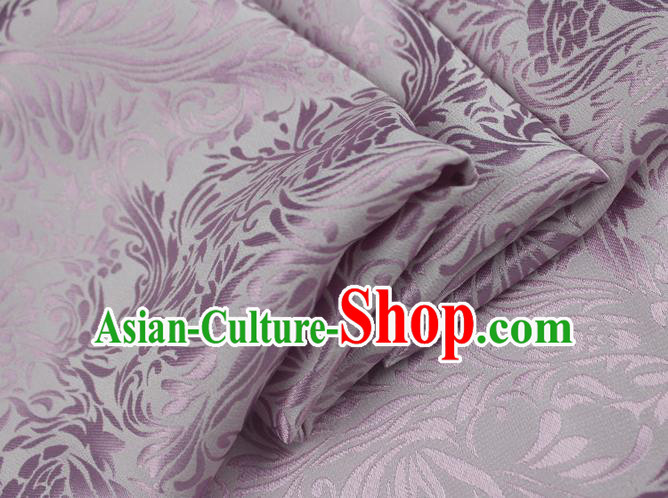 Asian Chinese Classical Iris Pattern Design Light Purple Silk Fabric Traditional Cheongsam Brocade Material