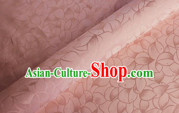 Asian Chinese Classical Lotus Petals Pattern Design Pink Silk Fabric Traditional Cheongsam Brocade Material