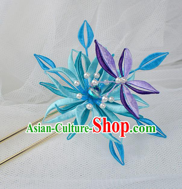 Chinese Traditional Purple Butterfly Flower Hairpin Handmade Hanfu Hair Accessories for Women