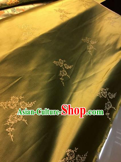Asian Chinese Classical Plum Blossom Pattern Design Golden Silk Fabric Traditional Nanjing Brocade Material