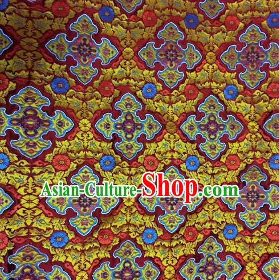 Asian Chinese Classical Auspicious Pattern Design Red Silk Fabric Traditional Nanjing Brocade Material