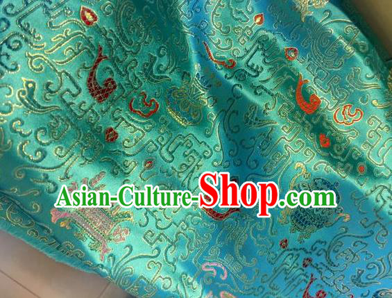 Asian Chinese Classical Sacrifice Pattern Design Green Silk Fabric Traditional Nanjing Brocade Material