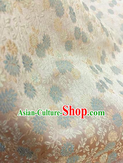 Asian Chinese Classical Chrysanthemum Pattern Design Beige Silk Fabric Traditional Nanjing Brocade Material