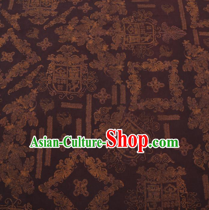 Chinese Cheongsam Classical Pattern Design Deep Purple Watered Gauze Fabric Asian Traditional Silk Material