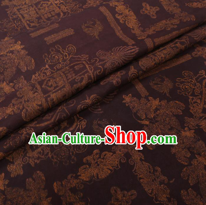 Chinese Cheongsam Classical Pattern Design Deep Purple Watered Gauze Fabric Asian Traditional Silk Material