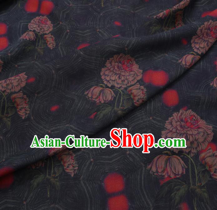 Chinese Cheongsam Classical Flowers Pattern Design Atrovirens Watered Gauze Fabric Asian Traditional Silk Material