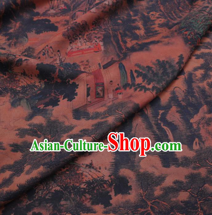 Chinese Cheongsam Classical Pattern Design Ginger Watered Gauze Fabric Asian Traditional Silk Material