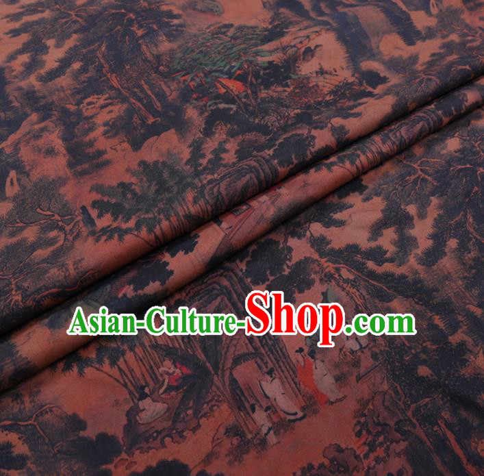 Chinese Cheongsam Classical Pattern Design Ginger Watered Gauze Fabric Asian Traditional Silk Material