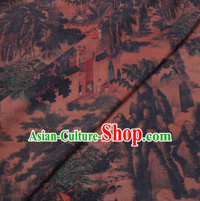 Chinese Cheongsam Classical Pattern Design Ginger Watered Gauze Fabric Asian Traditional Silk Material