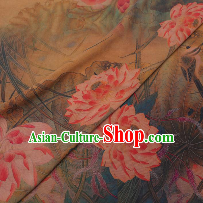 Chinese Cheongsam Classical Lotus Pattern Design Watered Gauze Fabric Asian Traditional Silk Material