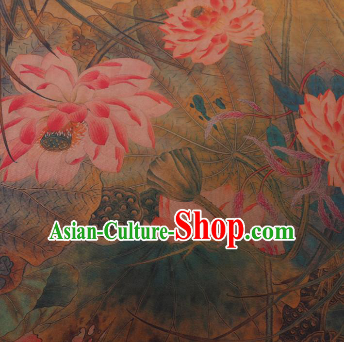 Chinese Cheongsam Classical Lotus Pattern Design Watered Gauze Fabric Asian Traditional Silk Material