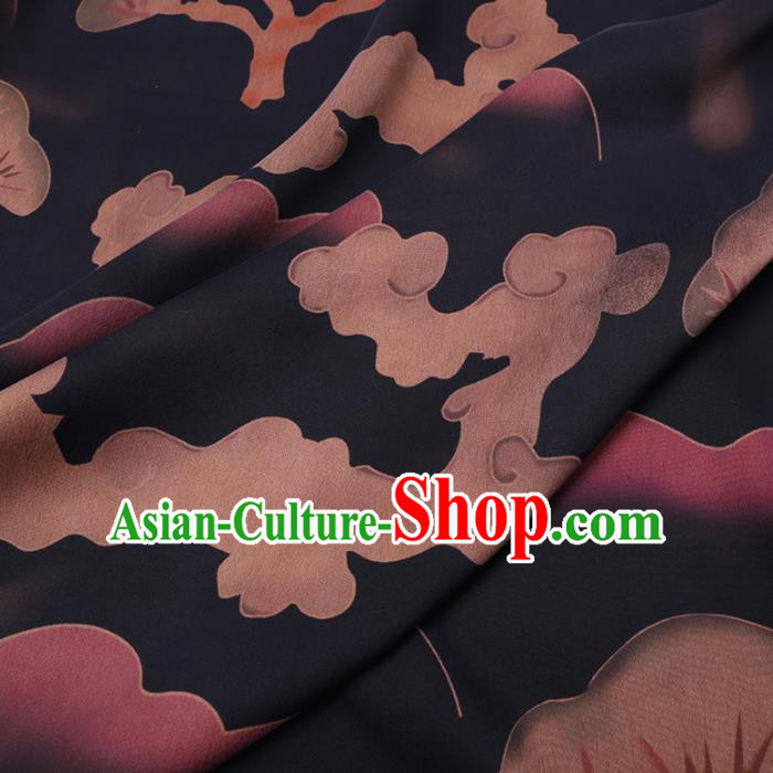 Chinese Cheongsam Classical Cloud Pattern Design Black Watered Gauze Fabric Asian Traditional Silk Material